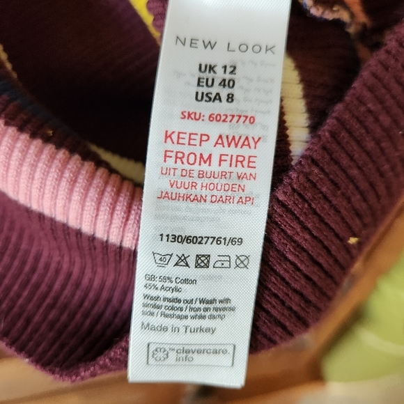 NEW LOOK Long Sleeve Striped Knit Sweater Size US 8 - Picture 8 of 9